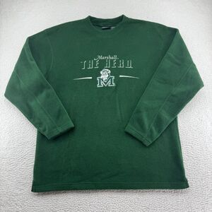 VTG Pro Edge Marshall Thundering Herd Sweatshirt Mens Large Green Soft Fleece